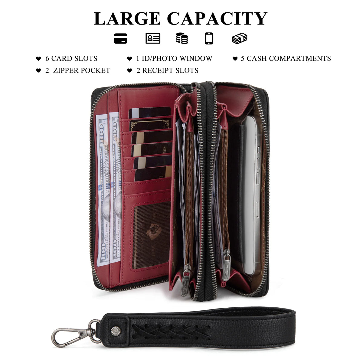 Wrangler Dual Zipper Large Wallet