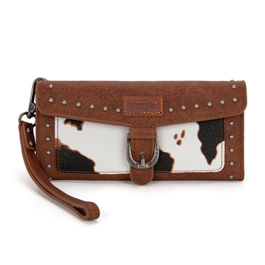 Montana West Wrangler Western Cow Print Tri-Fold RFID Wallet
