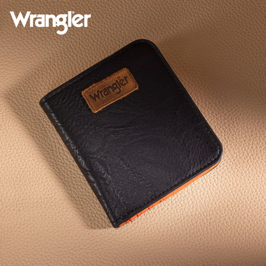 Montana West Wrangler Solid Color Small Bi Fold Wallet RFID Card Holder Black