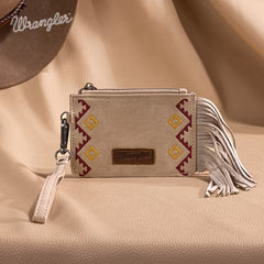 Montana West Wrangler Aztec Embroidered Fringe Card Wallet/Wristlet