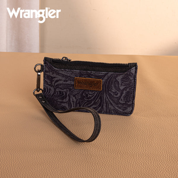 Montana West Wrangler Vintage Floral Velvet Printed Mini Zip Card Case Wristlet