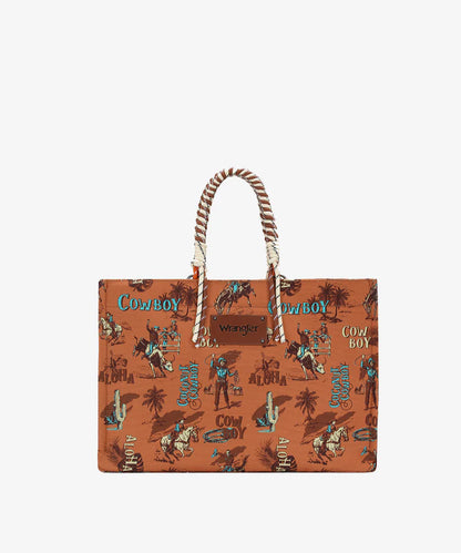 Montana West Wrangler Cowboy Canvas Wide Tote