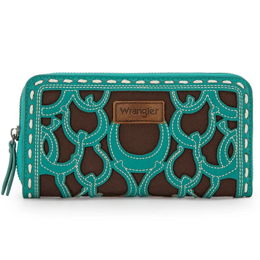 Montana West Wrangler Horseshoe Cutout Zip Around Wallet