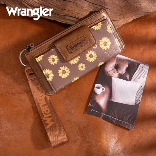 Montana West Wrangler Sunflower Print Card Wallet/Wristlet