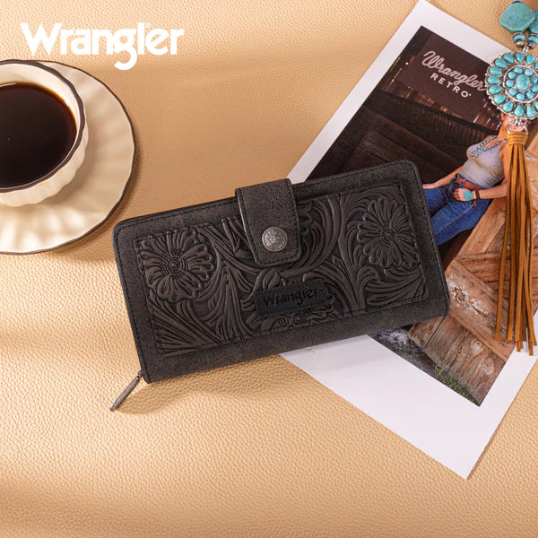 Montana West Wrangler Western Floral Tooled RFID Wallet