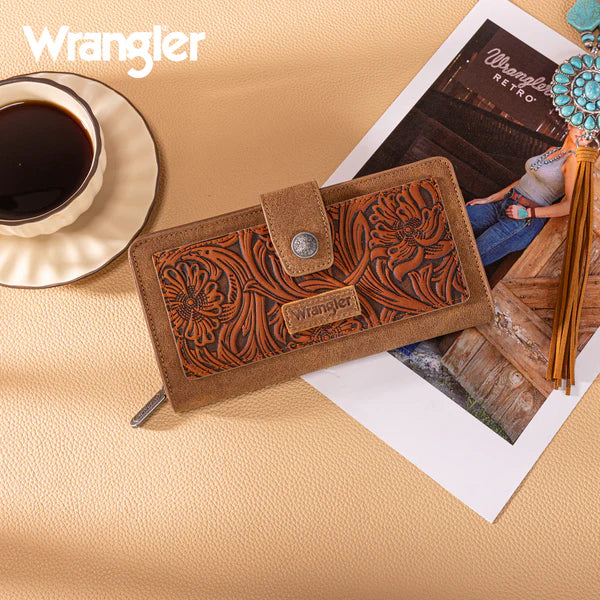 Montana West Wrangler Western Floral Tooled RFID Wallet