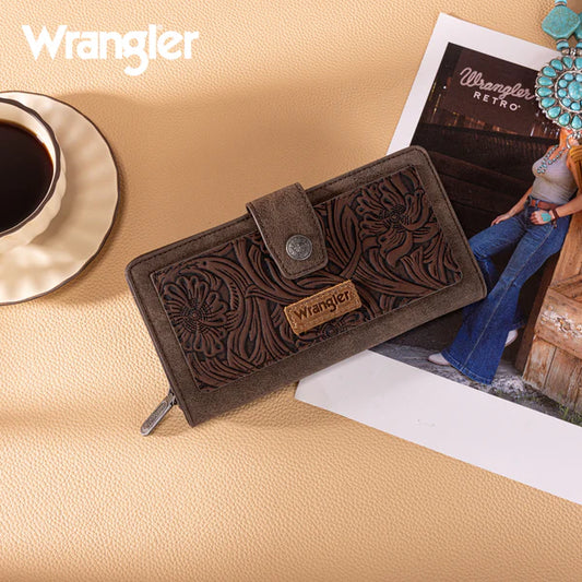 Montana West Wrangler Western Floral Tooled RFID Wallet