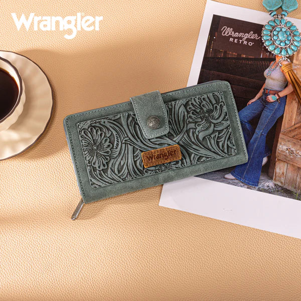 Montana West Wrangler Western Floral Tooled RFID Wallet