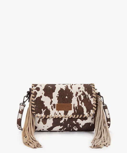 Wrangler Cow Print Fringe Crossbody