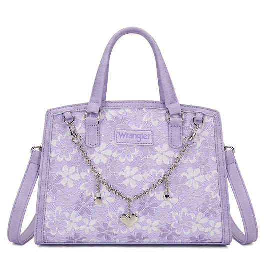 Montana West Wrangler Western Chic Lace with Chain Charm Satchel/Crossbody Bag