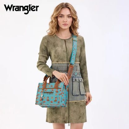 Montana West Wrangler Western Print Cowgirl Tote Bag/Crossbody Turquoise