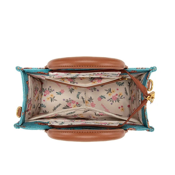 Montana West Wrangler Western Print Cowgirl Tote Bag/Crossbody Turquoise