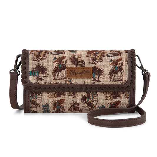 Wrangler Vintage Retro Cowboy Cool Print Wallet Crossbody