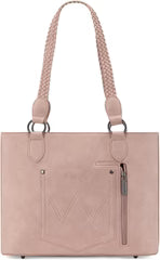 Montana West Wrangler Braided Multi Pockets Tote CC Pink