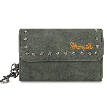 Montana West Wrangler Studden Accents Tri-fold Key Chain Wallet