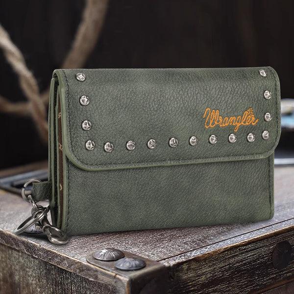 Montana West Wrangler Studden Accents Tri-fold Key Chain Wallet