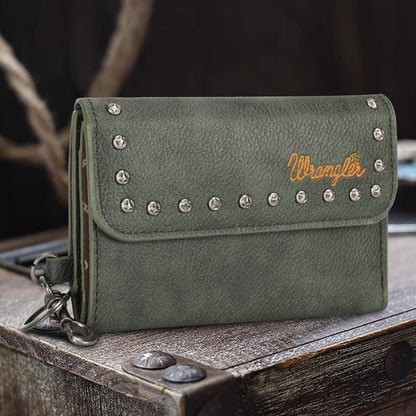 Montana West Wrangler Studden Accents Tri-fold Key Chain Wallet