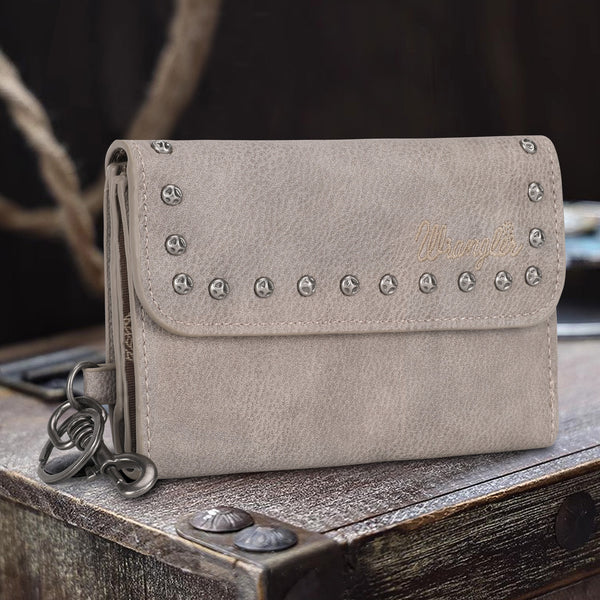 Montana West Wrangler Studden Accents Tri-fold Key Chain Wallet
