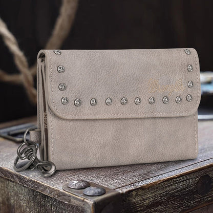 Montana West Wrangler Studden Accents Tri-fold Key Chain Wallet
