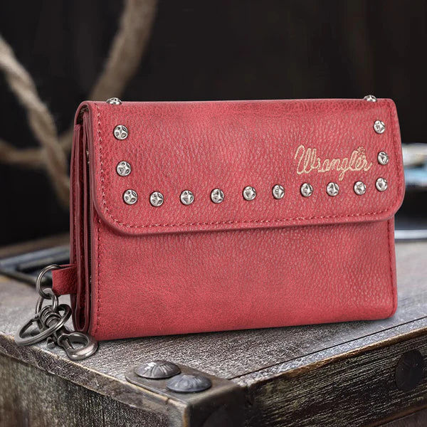 Montana West Wrangler Studden Accents Tri-fold Key Chain Wallet