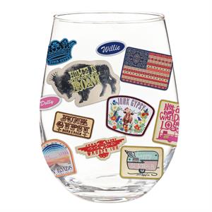 Evergreen Americana BOHO Stemless Wine Glass