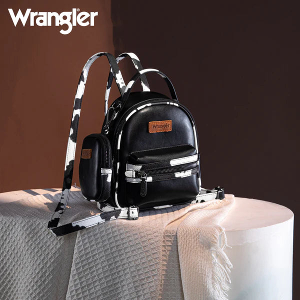 Wrangler Cow Print Trimmed Mini Backpack Coin Pouch
