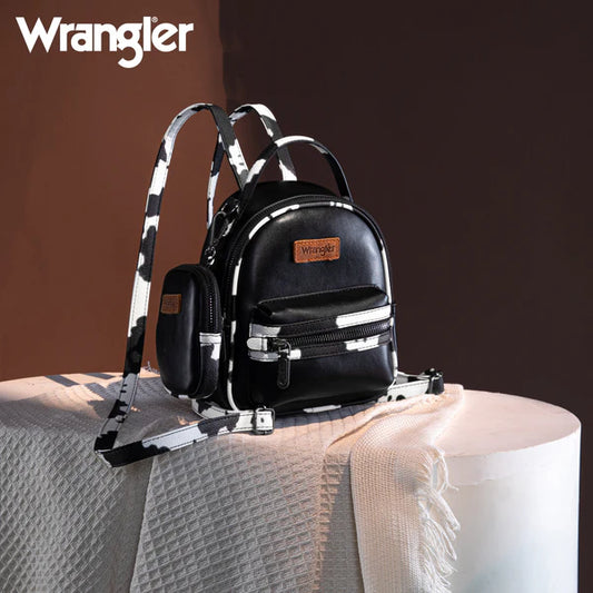 Wrangler Cow Print Trimmed Mini Backpack Coin Pouch