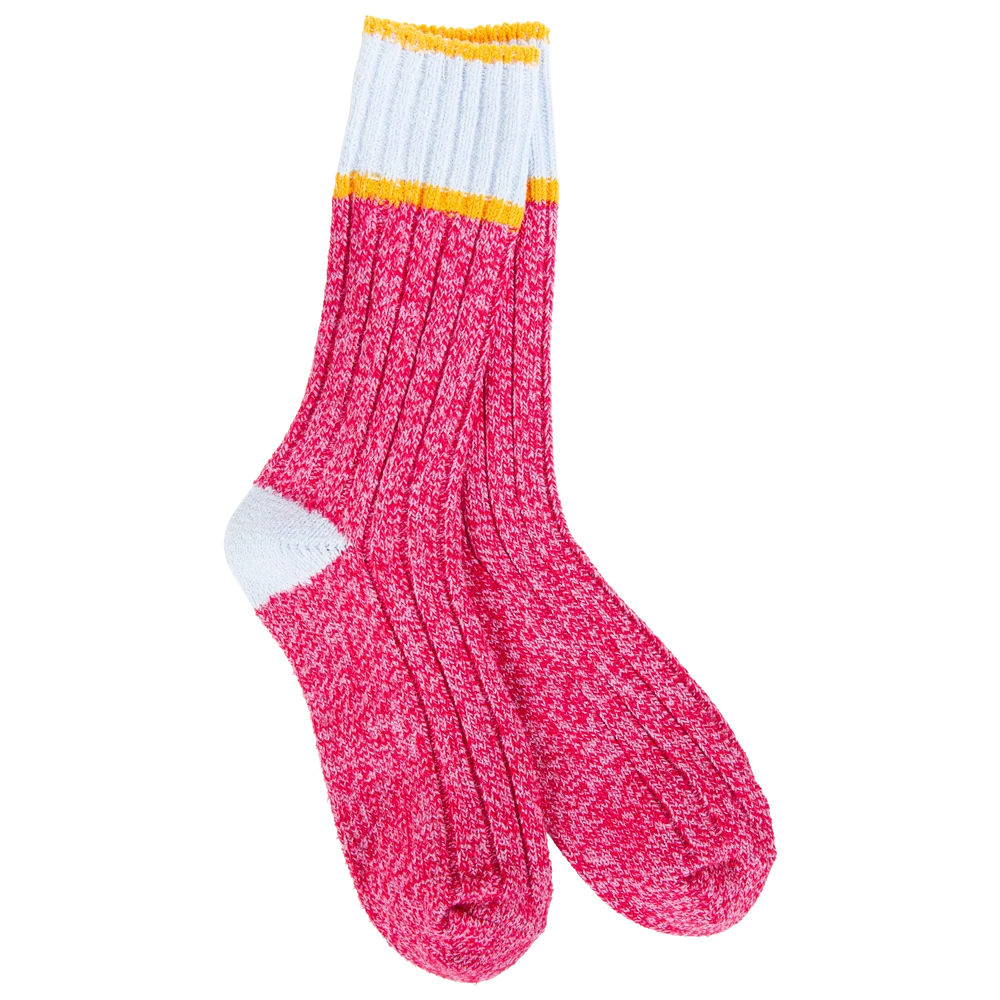 WSS Weekend Ragg Color Block Crew Pink/Blue/Orange
