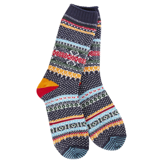 WSS Holiday Seasonal Crew Navy Multi Stripe