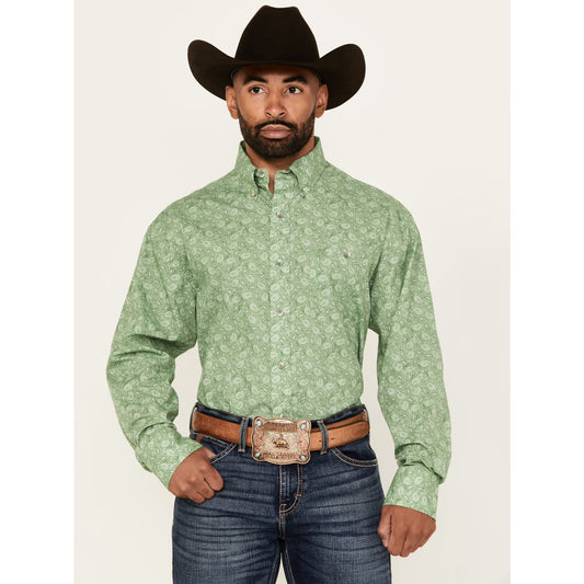 Wrangler Classic Green Paisley Long Sleeve Snap Shirt