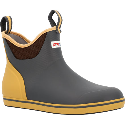 XtraTuf Mens Ankle Deck Boot Gray/Mustard
