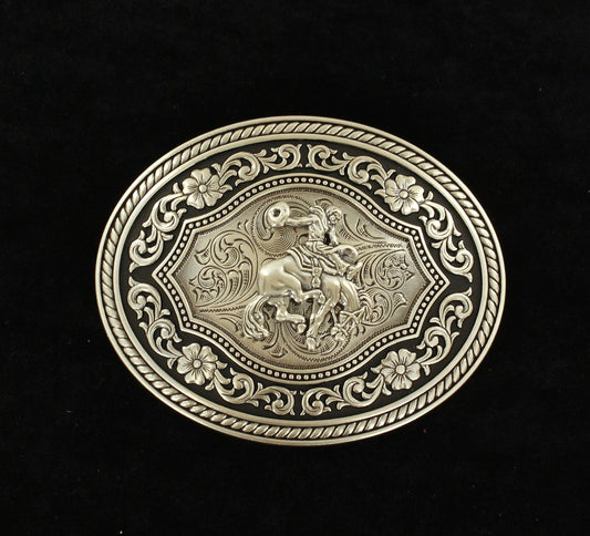 Nocona Oval Rope Edge Saddle Bronco Buckle