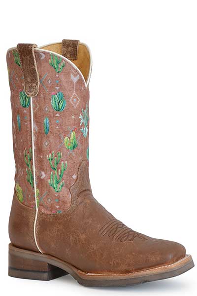 Roper Brown/Cactus Canvas Square Toe Geo