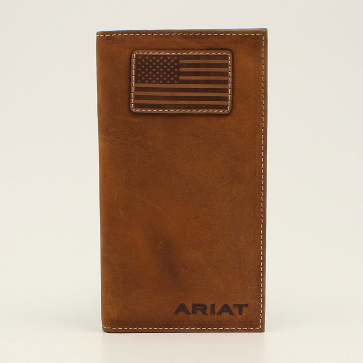 Ariat Flag Patch Distressed Brown Rodeo Wallet