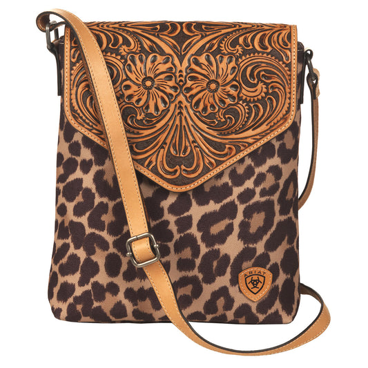 Ariat Tooled Tan/Leopard Crossbody