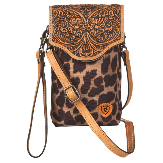 Ariat Tooled Tan/Leopard Mini Crossbody
