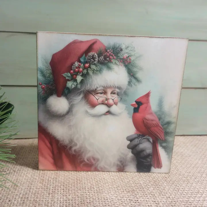 Bluegrass Burlap Christmas Wood Blocks