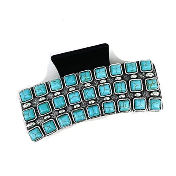 Snowing West Western Style Turq Stone Hair Claw