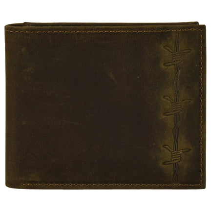 Justin Distressed Brown/Barbed Wire Bifold Wallet