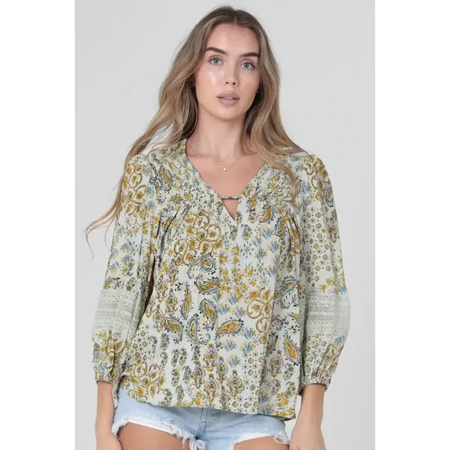 Angie V Neck Lace Insert LS Pistachio