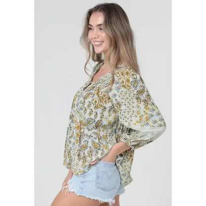Angie V Neck Lace Insert LS Pistachio
