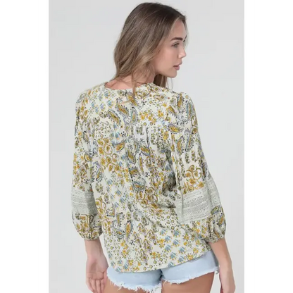 Angie V Neck Lace Insert LS Pistachio