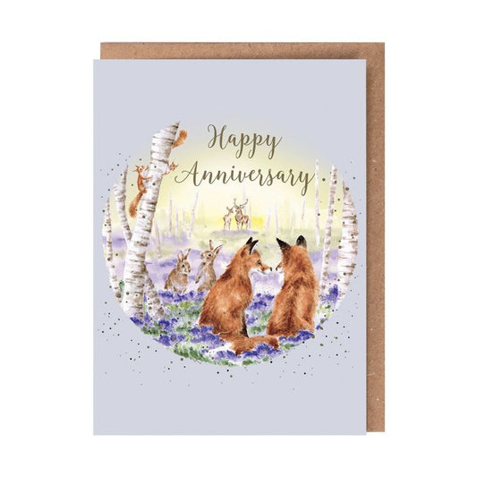 Wrendale Greeting Card Bluebell Woods Foxes
