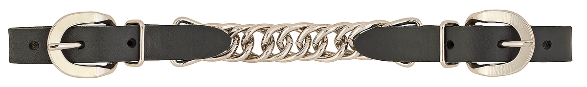 Weaver Black Leather Single Flat Link Curb Chain