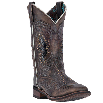 Laredo Spellbound Studded Distressed Black Square Toe