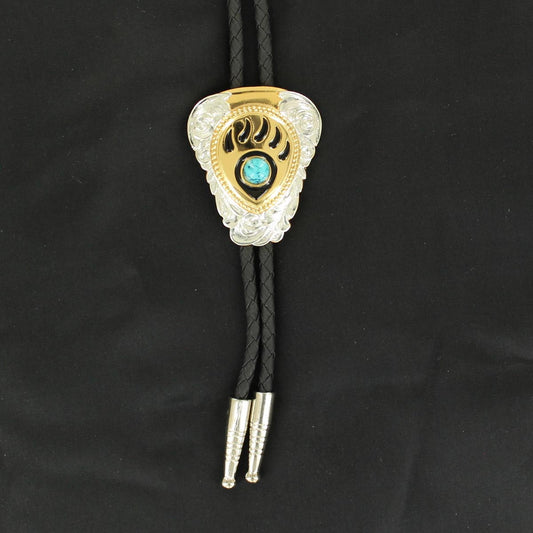 Gold Bear Claw Turquoise Stone Bolo Tie