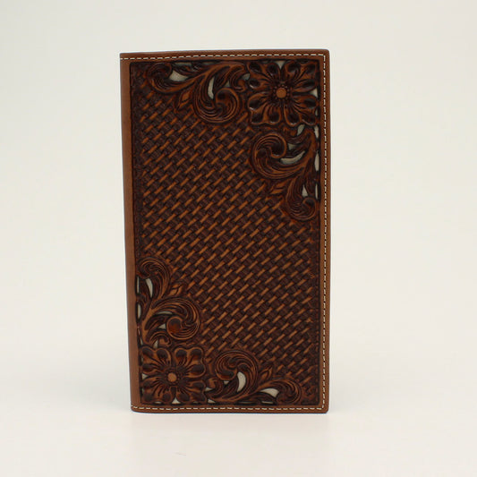 Nocona Basket Weave Floral/Cream Inlay Rodeo Wallet