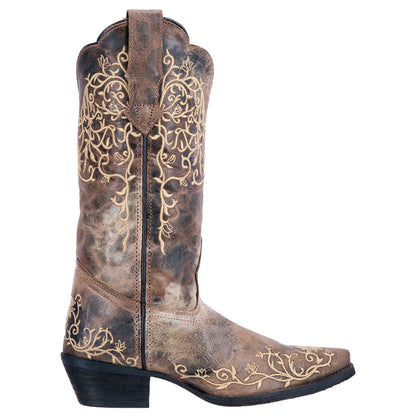 Laredo Jasmine Bone Embroidered Snip Toe