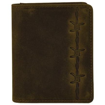 Justin Distressed Brown Barbed Wire Front Pocket Bifold Wallet