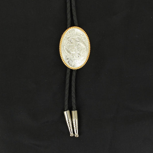 Floral Gold Edge Bolo Tie